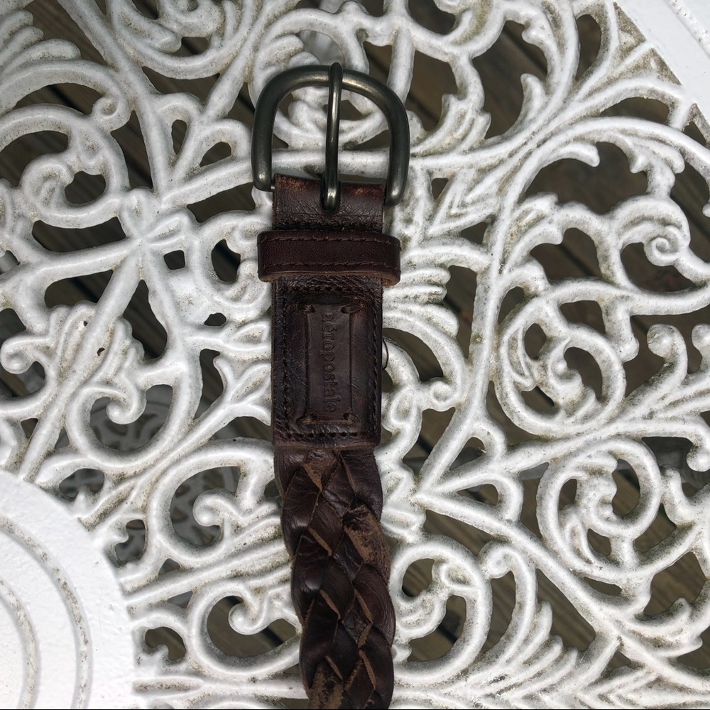 Aeropostale Brown Leather Braided Belt